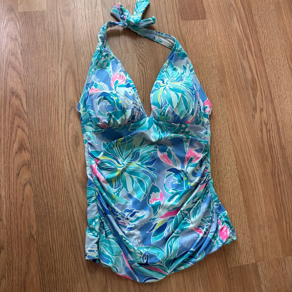 Lilly Pulitzer Bliss Halter Tankini Top Bennet Blue Size 4